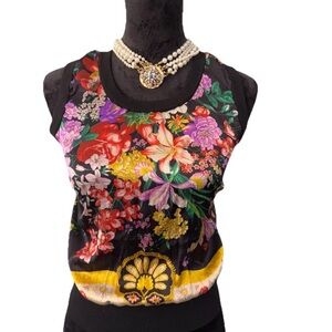 Dolce & Gabbana Floral Tank Top - Black and Multicolor Vtg